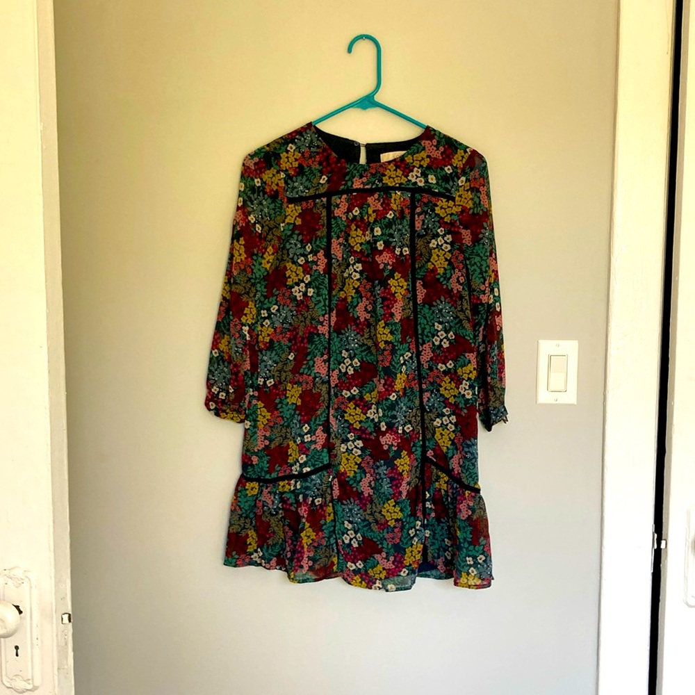 Ann Taylor Loft Lined Floral Mini Dress XS Petit
